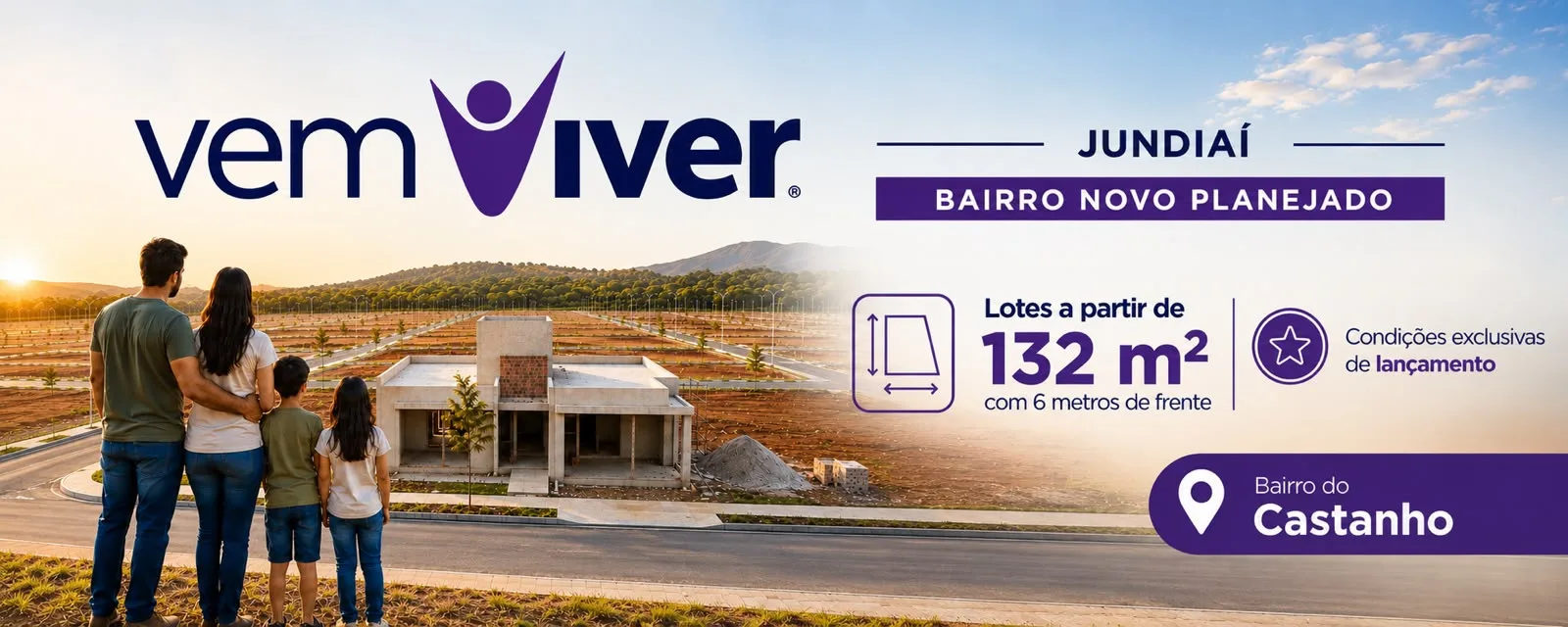Vem Viver Jundiaí — lotes a partir de 132 m² com 6 metros de frente no Bairro do Castanho, Jundiaí/SP