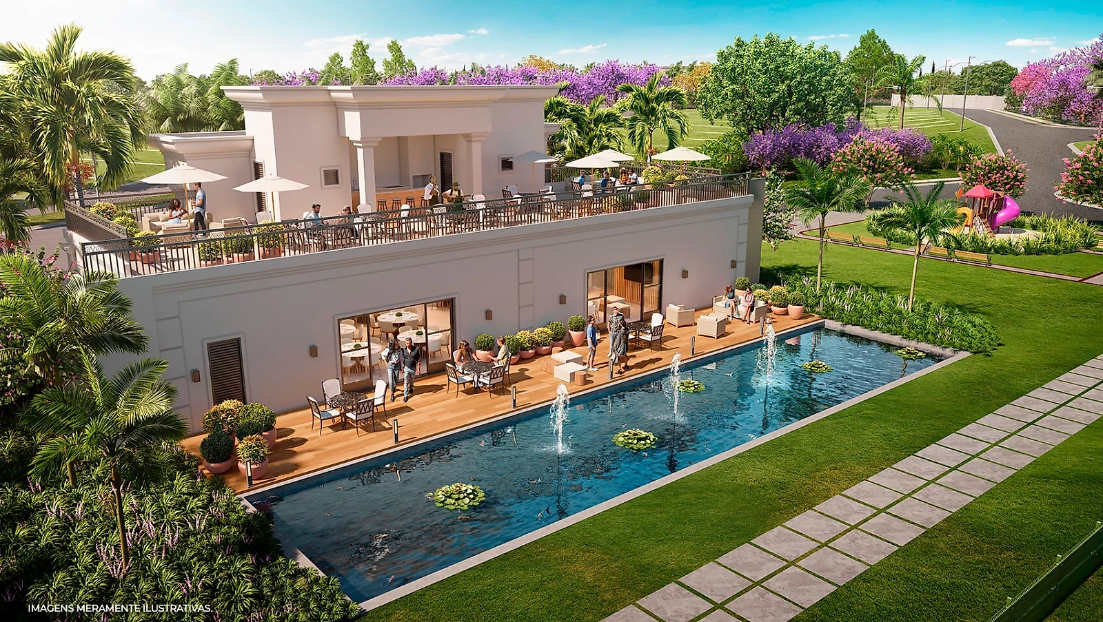 Piscina infantil com Acqua Play do Terrassos Residencial em Paulínia