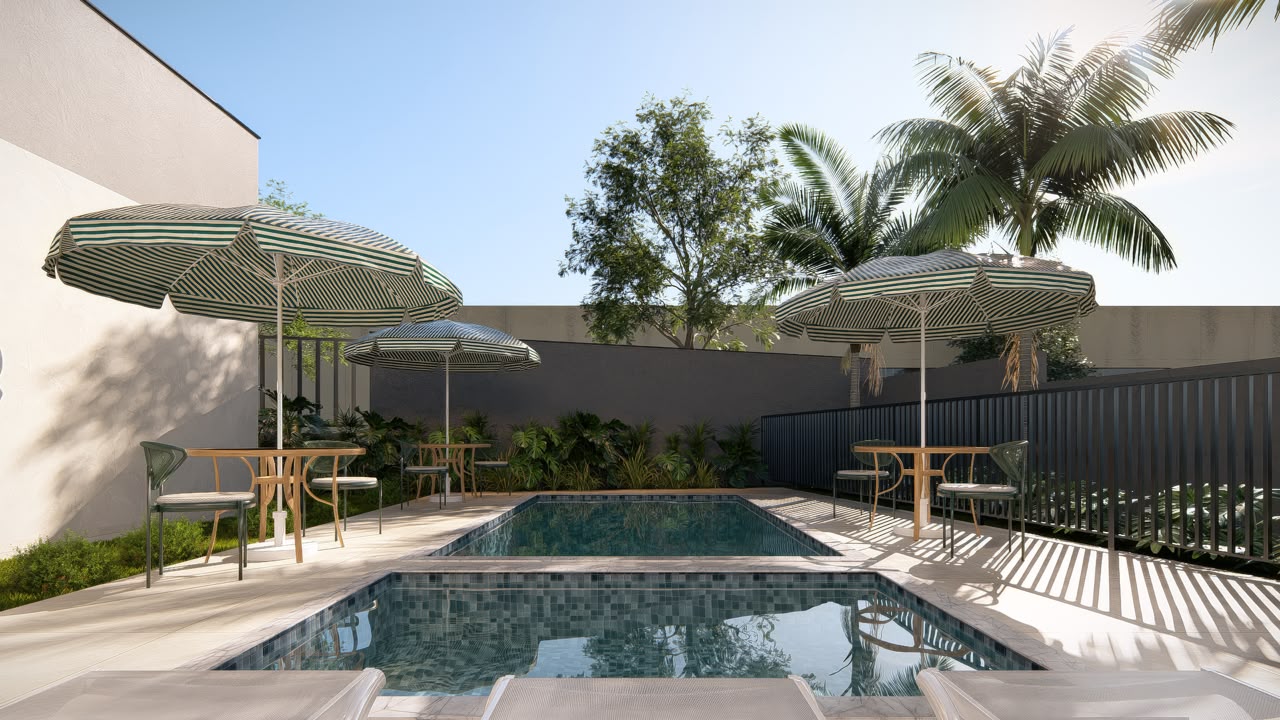Piscina com deck do Elegance Residencial Swift, apartamento com lazer em Campinas
