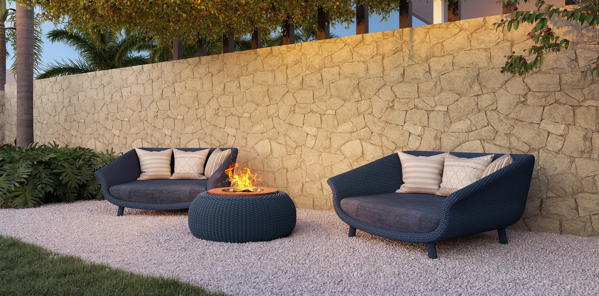 Espaço zen com fire place — Residencial Maziero, Paulínia