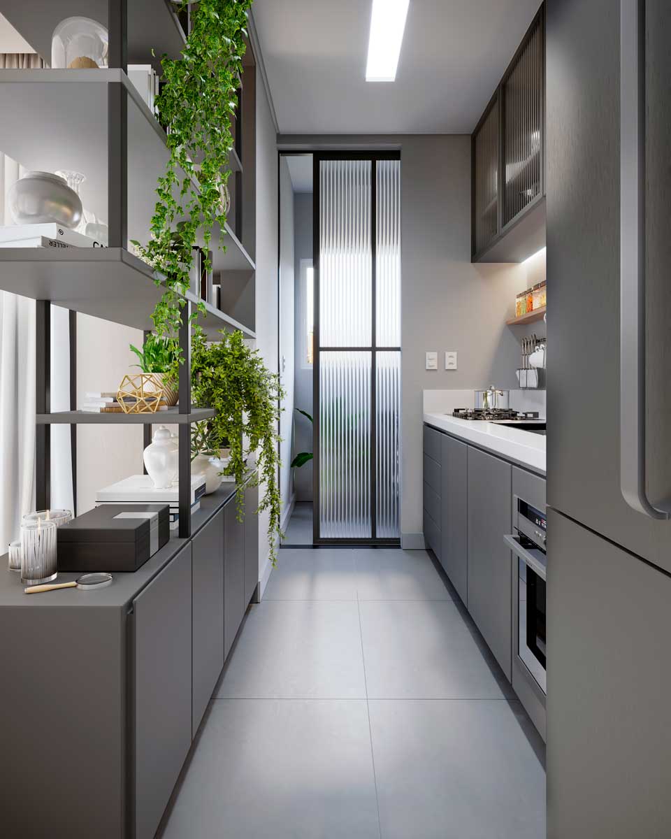 Milão Residencial Valinhos — cozinha do apartamento tipo do lançamento imobiliário em Valinhos/SP Milão Residencial Valinhos — cozinha do apartamento tipo do lançamento imobiliário em Valinhos/SP