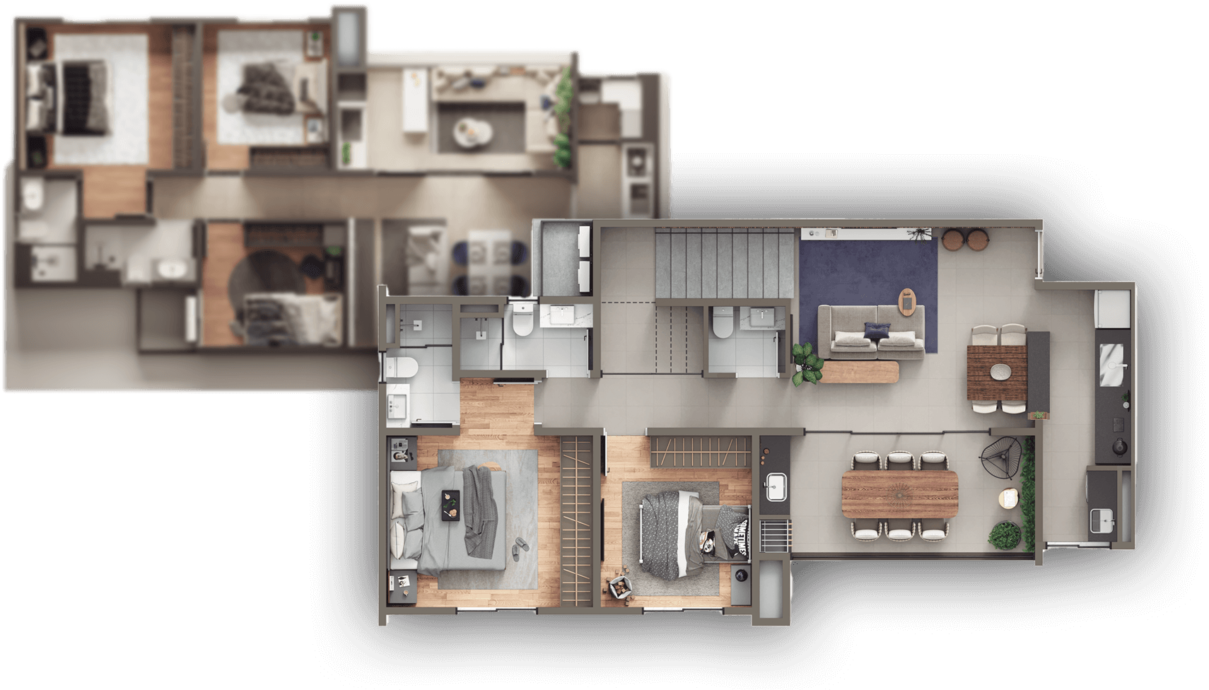 Milão Residencial Valinhos — plantas dos apartamentos Milão Residencial Valinhos — plantas dos apartamentos de 83,54m² e da cobertura duplex de 131,61m² em Valinhos/SP