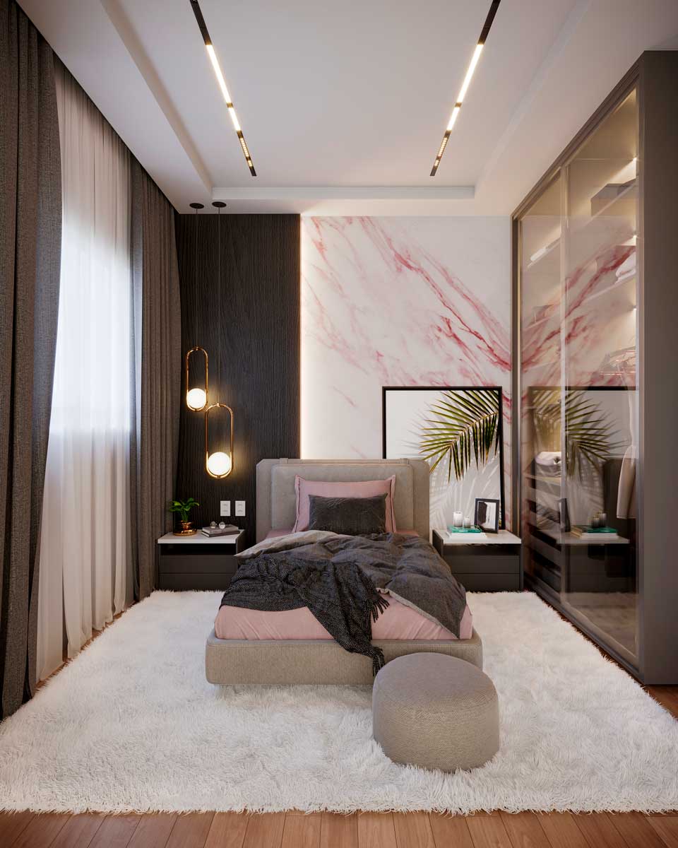 Milão Residencial Valinhos — dormitório do apartamento novo de 83,54m² em Valinhos/SP Milão Residencial Valinhos — dormitório do apartamento novo de 83,54m² em Valinhos/SP