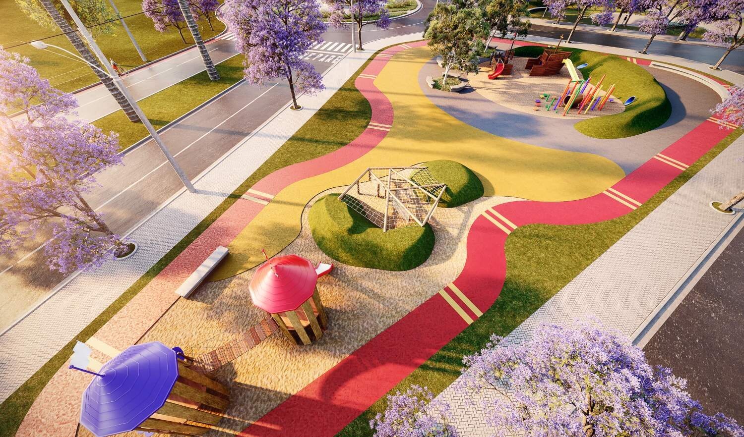 Parque dos Pinheiros, Monte Mor/SP — playground e complexo de lazer com equipamentos lúdicos para todas as idades.