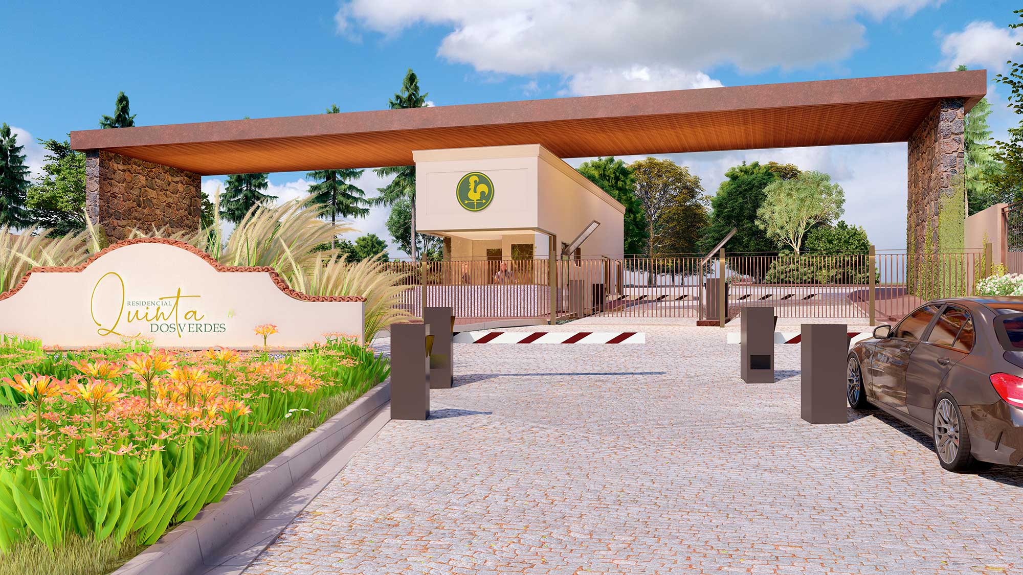 Residencial Quinta dos Verdes Paulínia — portaria 24h e entrada do loteamento fechado de alto padrão em Paulínia/SP