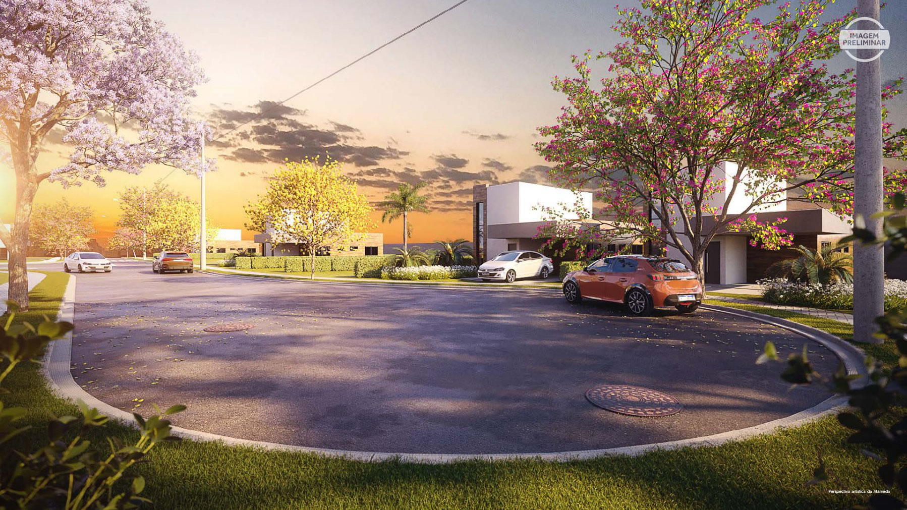 Reserva dos Lagos Jundiaí — boulevard e alameda arborizada do condomínio fechado de terrenos em Jundiaí/SP