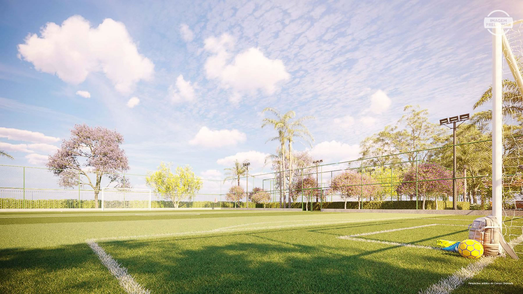 Reserva dos Lagos Jundiaí — campo gramado do loteamento fechado com lazer em Jundiaí/SP