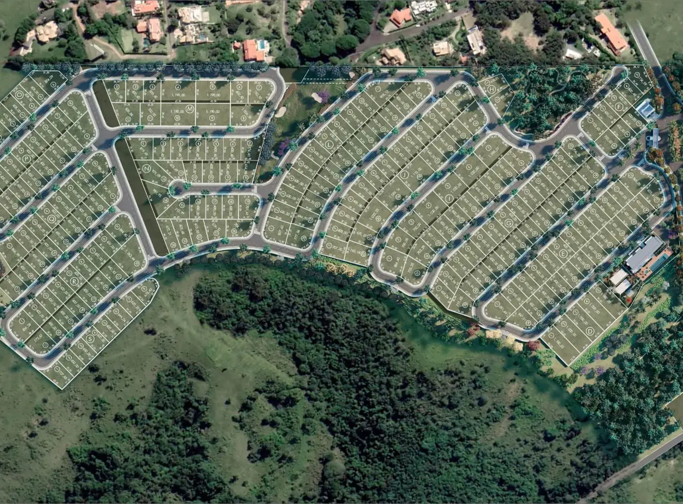 Vista das ruas e lotes do loteamento Santana da Lapa em Joaquim Egídio