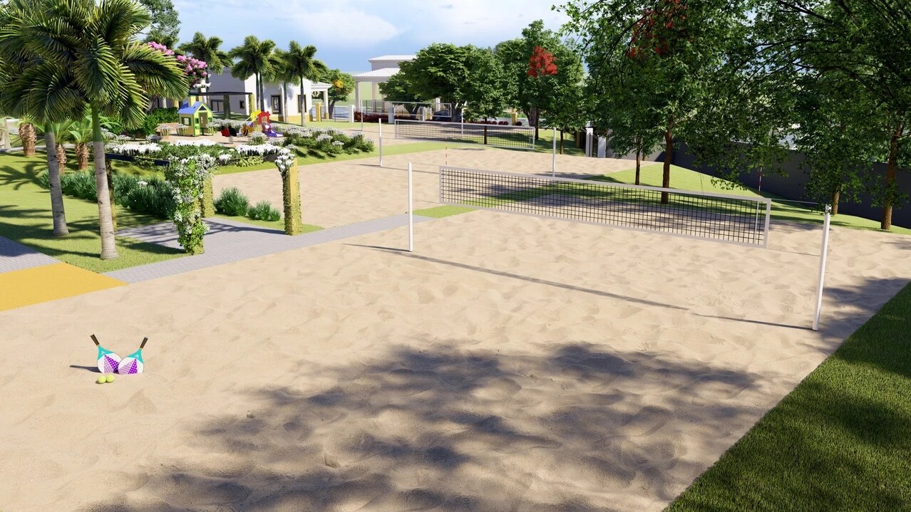 Terras da Fazenda Paulínia — quadra de beach tennis do sistema de lazer do condomínio de lotes em Paulínia/SP