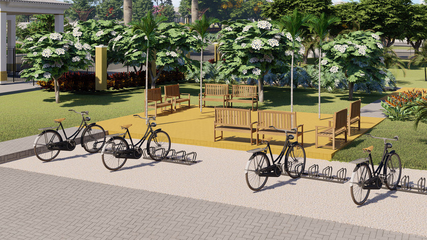 Terras da Fazenda Paulínia — bicicletário e ciclofaixa do loteamento planejado em Paulínia/SP
