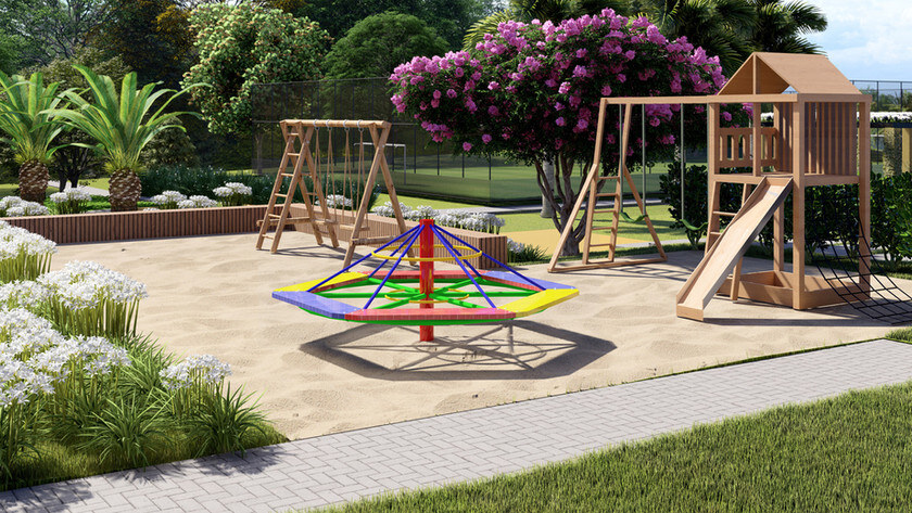 Terras da Fazenda Paulínia — playground infantil da área de lazer do condomínio Terras da Fazenda em Paulínia/SP