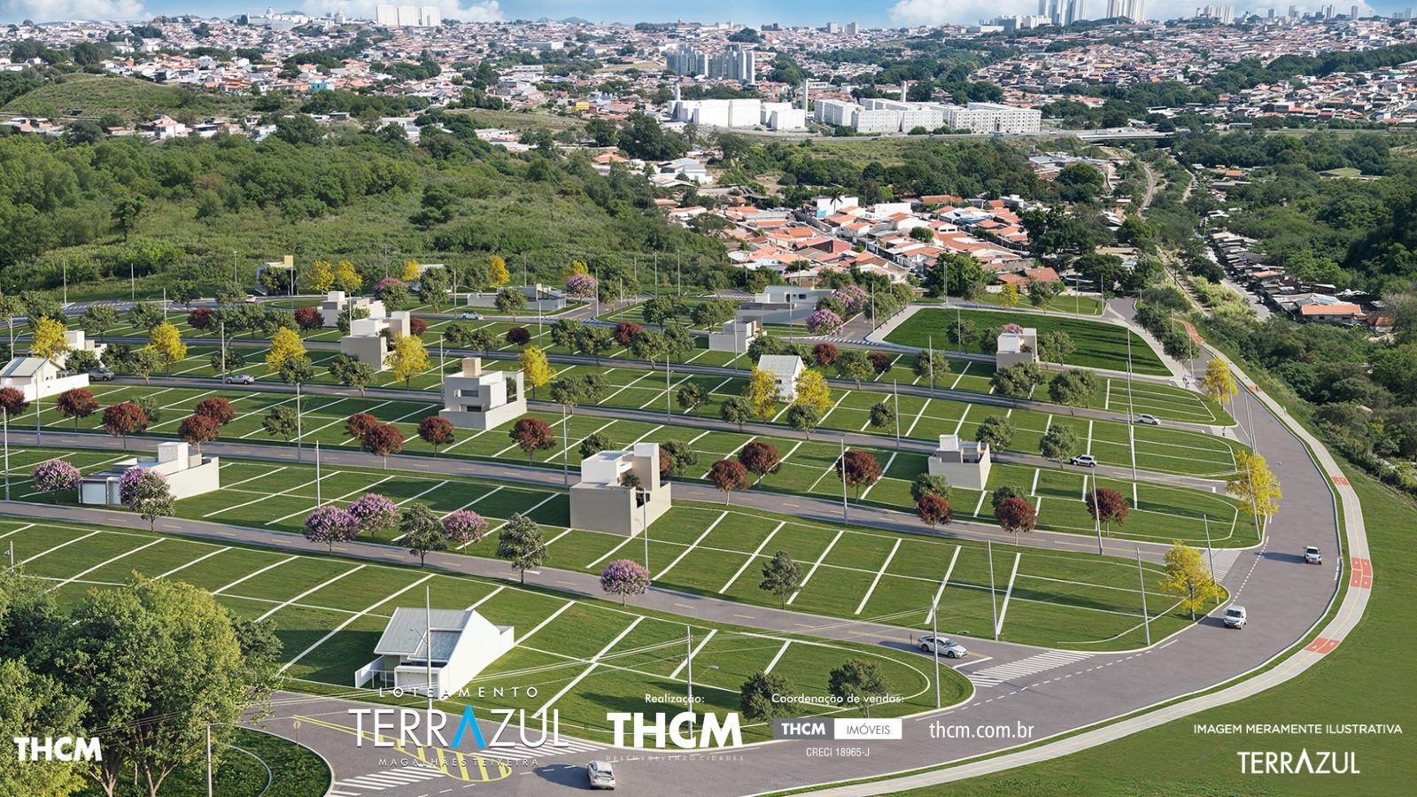 Terrazul Magalhães Teixeira Campinas — vista aérea das ruas e áreas verdes do empreendimento em Campinas/SP Terrazul Magalhães Teixeira Campinas — vista aérea das ruas e áreas verdes do empreendimento em Campinas/SP