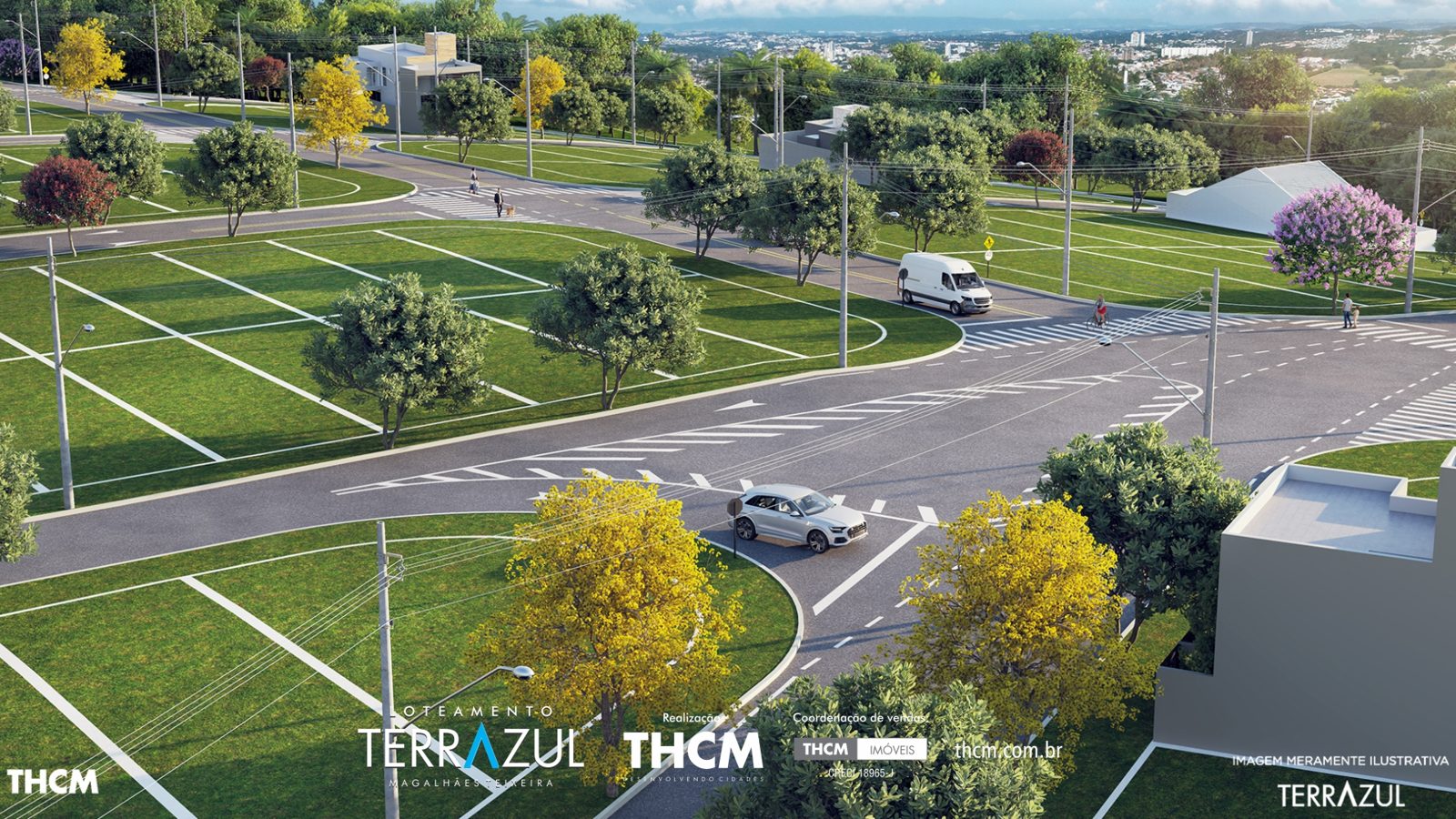 Terrazul Magalhães Teixeira Campinas — avenida arborizada com asfalto, guias e sarjetas do bairro planejado em Campinas/SP Terrazul Magalhães Teixeira Campinas — avenida arborizada com asfalto, guias e sarjetas do bairro planejado em Campinas/SP