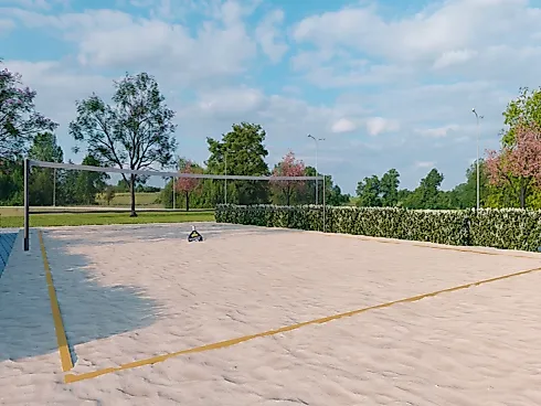 Quadra de areia e espaço de lazer do Viva Verde, terrenos em Hortolândia com qualidade de vida